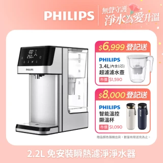 【Philips 飛利浦】2.2L免安裝瞬熱濾淨飲水機 ADD5910M(主機內含濾芯)