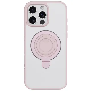 【DEVIA】iPhone 16 Plus支架指環扣 MagSafe 保護殼-粉色(PC硬殼+TPU軟邊+金屬磁力支架+矽膠指環扣)