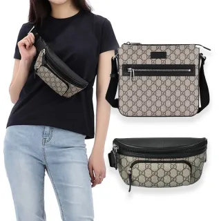 【GUCCI 古馳】779877/779865 經典GG LOGO拚色斜背包/胸背包(款式任選)