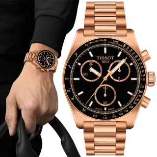 【TISSOT 天梭】PRS516 CHRONOGRAPH 三眼計時腕錶 618 週年慶 畢業禮物 (T1494173305100)