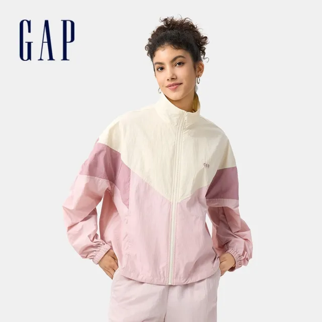 【GAP】女裝 Logo刺繡立領外套-粉色(727048)