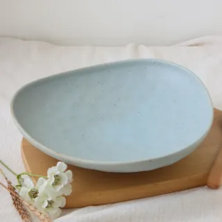【Just Home】日式古樸窯燒陶瓷10吋盤-霧旦青(可微波 盤 碗盤 湯盤 餐盤 大盤子)