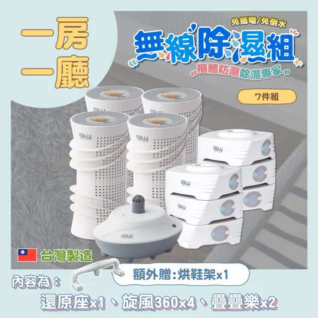 【GW 水玻璃】最新一代MIT新款多功能分離式無線除濕器-七件組