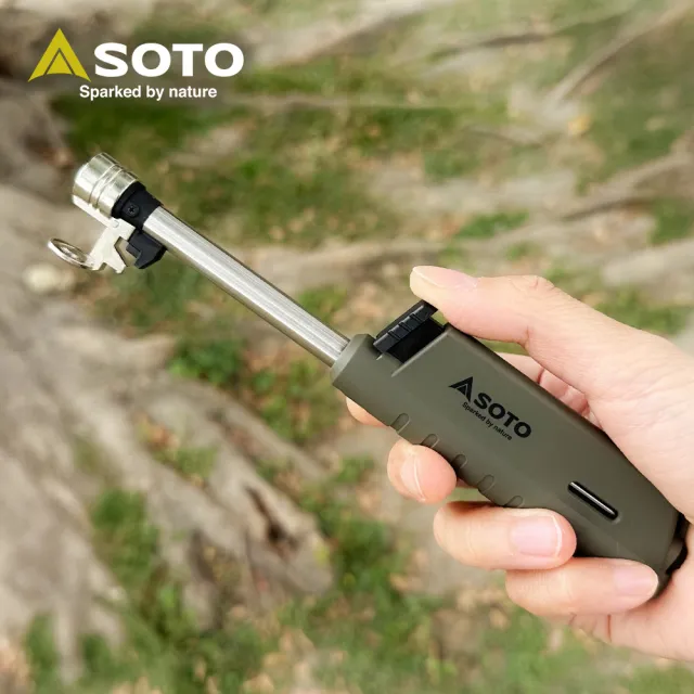 【SOTO】伸縮防風點火器 ST-487AGEXP(軍綠 填充式打火機)