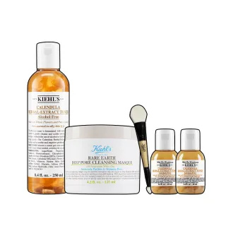 【契爾氏】官方直營 金盞花毛孔淨緻組(Kiehl’s/金盞花化妝水250ml+白泥面膜125ml)