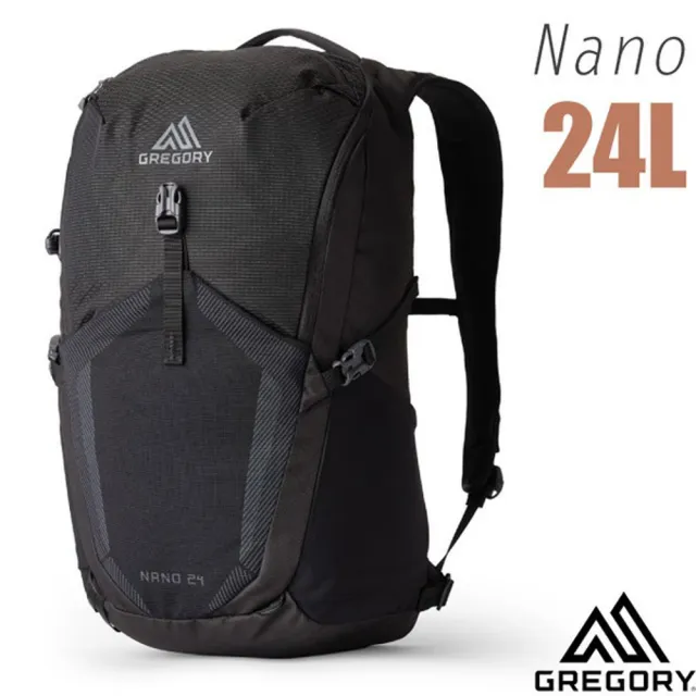 【Gregory】NANO 24L 多功能休閒後背包.雙肩背包.通勤上學書包.水袋背包(153059-9974 光學黑)