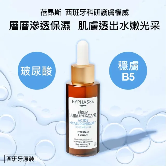 【BYPHASSE 蓓昂斯】精華液50ml(玻尿酸極致保濕/菸鹼醯胺淨瑕細膚)