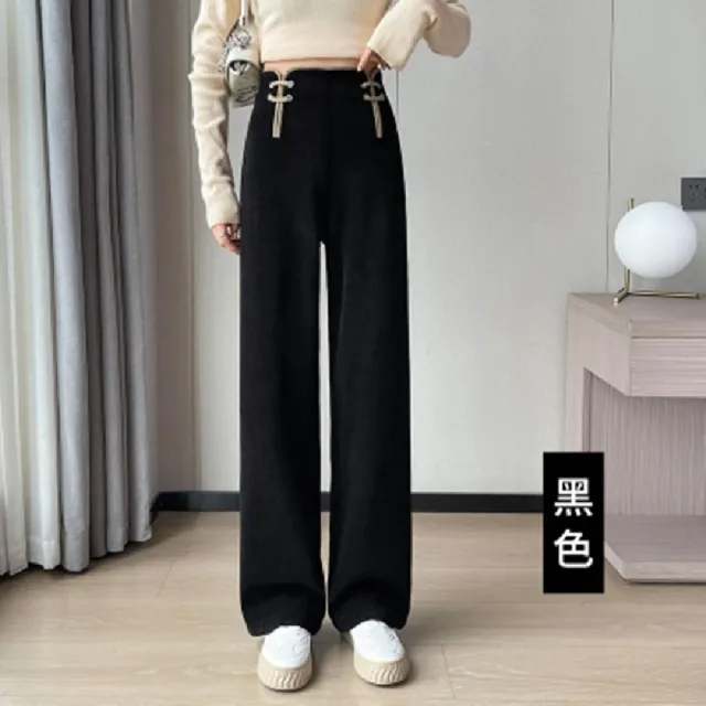 【巴黎精品】休閒褲寬管長褲(復古燈芯絨高腰垂感女褲子6款n1jf31)