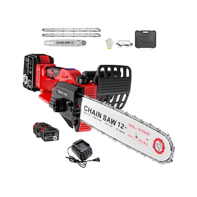 【Ogula 小倉】電鏈鋸 無刷12寸鏈鋸機 3980W工業級25000M兩電 電量顯示(電動鋸子/伐木機/鋰電鋸)