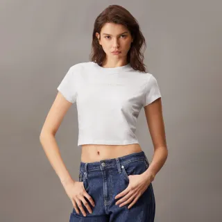 【Calvin Klein】官方旗艦館 CK 經典標誌貼身 T 恤_白色