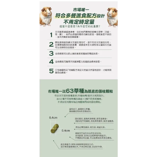 【Bunny Nature 德國邦尼】夢想幼齡天竺鼠小顆粒圓柱無糖高安C配方1.5kg(87種天然草本植物/24/7無限量餵食)