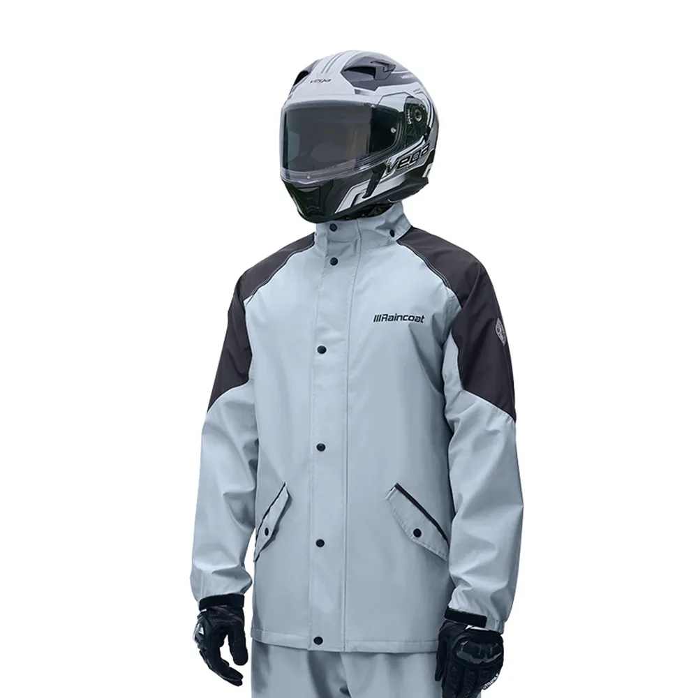 【YUNMI】拼色騎行兩件式雨衣 衝鋒衣雨衣 機車雨衣 徒步雨衣 騎行雨衣 風雨衣(可拆卸雨帽 夜間反光條)