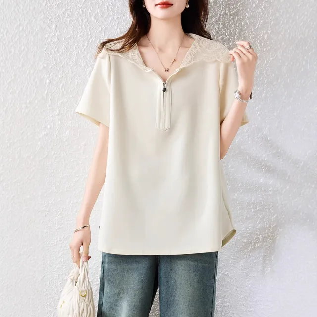 【ALLK 歐楷】新品 蕾絲帽上衣 共2色(尺寸L-XXL/中大尺碼/涼爽/透氣)
