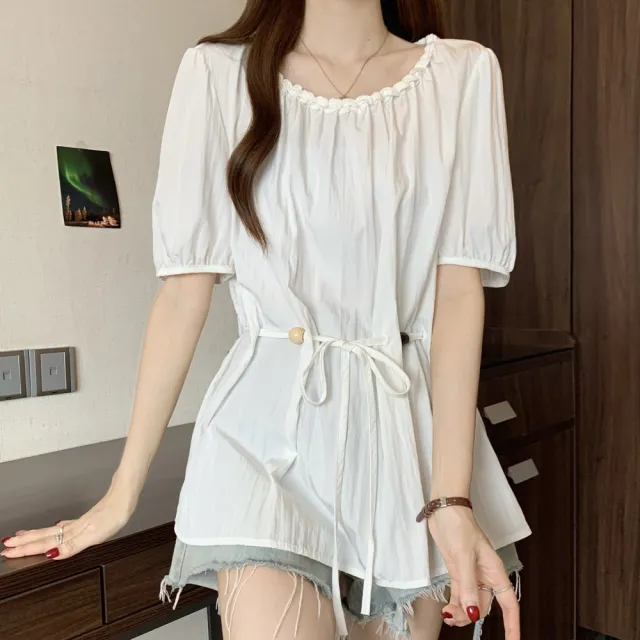 【ALLK 歐楷】新品 編織綁帶上衣 共2色(尺寸L-XXL/中大尺碼/涼爽/透氣)