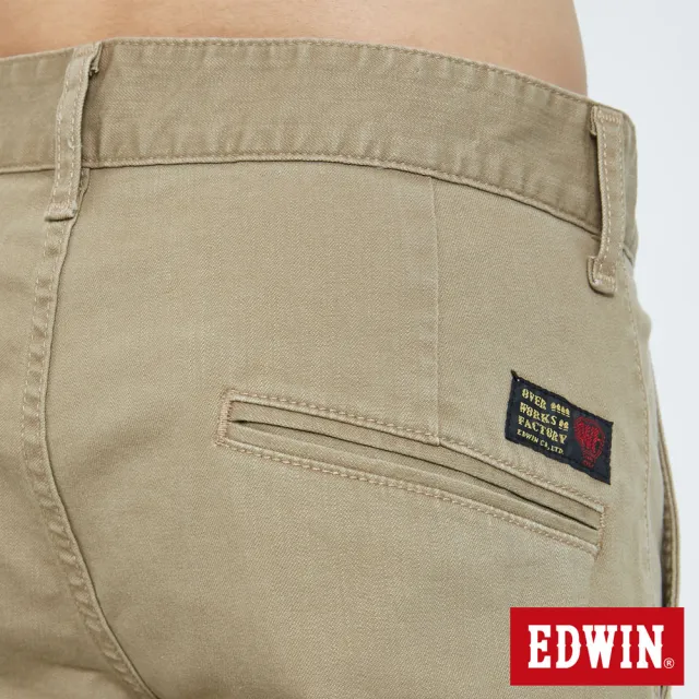 【EDWIN】男裝 基本斜袋休閒短褲(褐色)