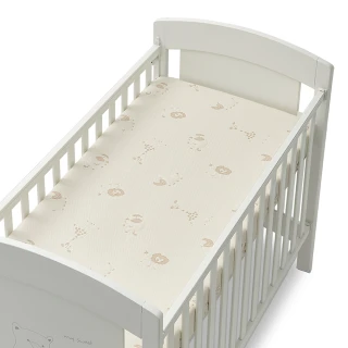 【L.A. Baby】有機棉防水透氣嬰兒床保潔床包 M號 120*60cm(有機棉朵、歡樂叢林)