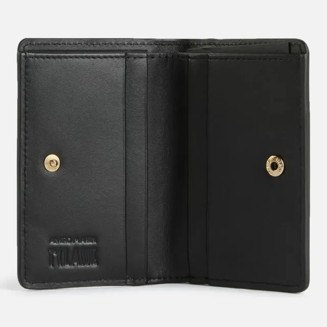 【Alviero Martini】義大利地圖包 精緻簡約小牛皮 4卡零錢袋釦式證件夾(兩色)