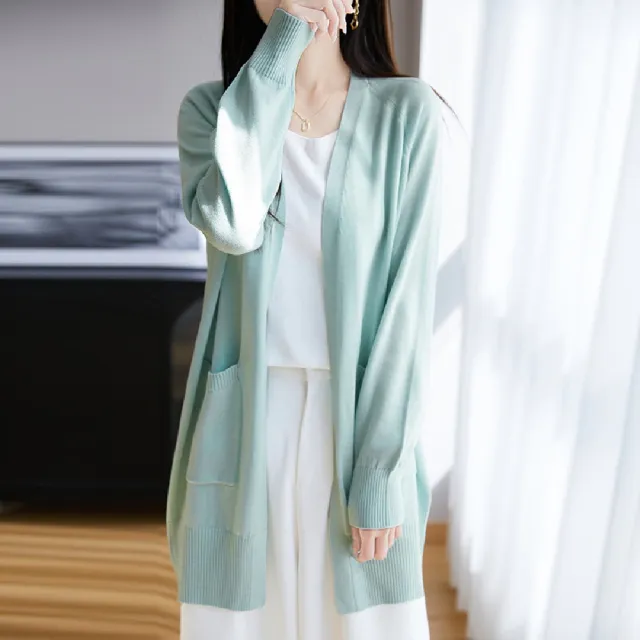 【米蘭精品】雙11優惠 針織外套防曬罩衫(長版天絲絲質空調衫外套女外3色t1lc85)