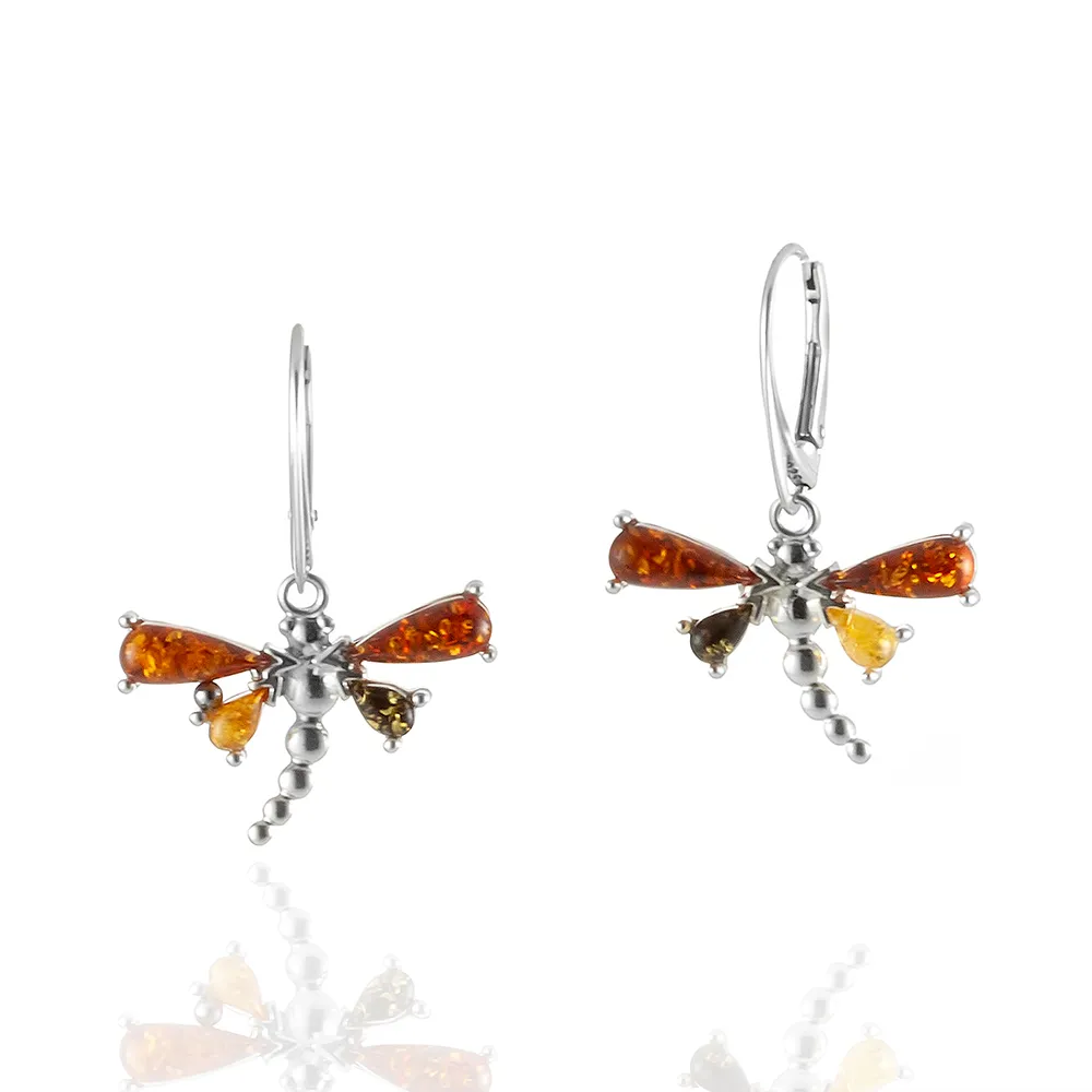 【Woogie武吉珠寶】琥珀蜜蠟設計師手作多寶琥珀耳環(多寶蜻蜓)