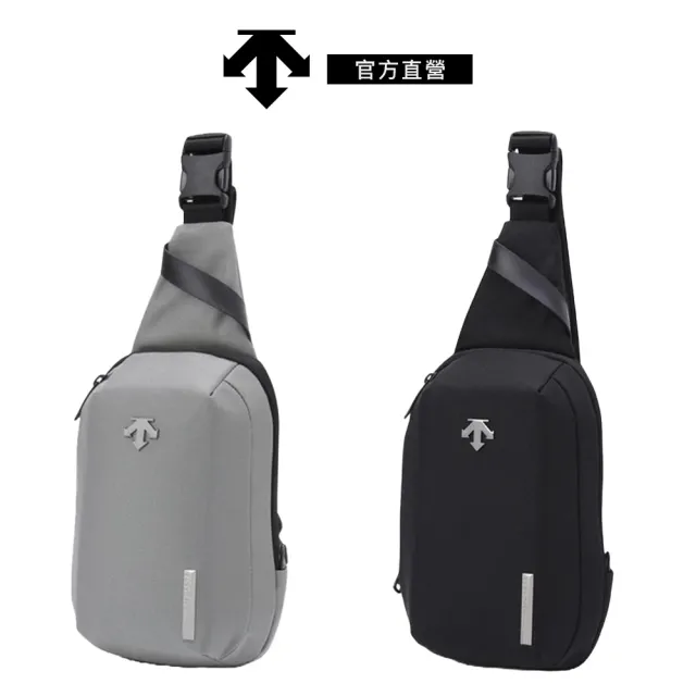 【DESCENTE】迪桑特 中性 運動休閒斜背包 S號(黑色/灰色)