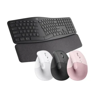 【Logitech 羅技】Ergo K860人體工學鍵盤 + Lift 人體工學垂直無線藍牙滑鼠