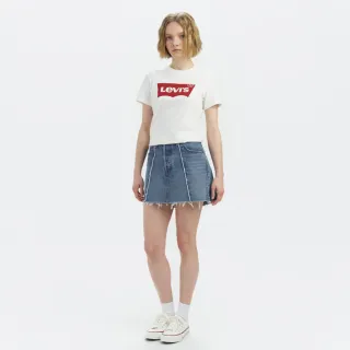 【LEVIS 官方旗艦】女款拼接不收邊設計牛仔短裙 熱賣單品 A7522-0000