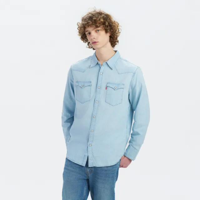 【LEVIS】1954s 男款 長角丹寧牛仔長袖襯衫 上衣 熱賣單品 A6130-0002