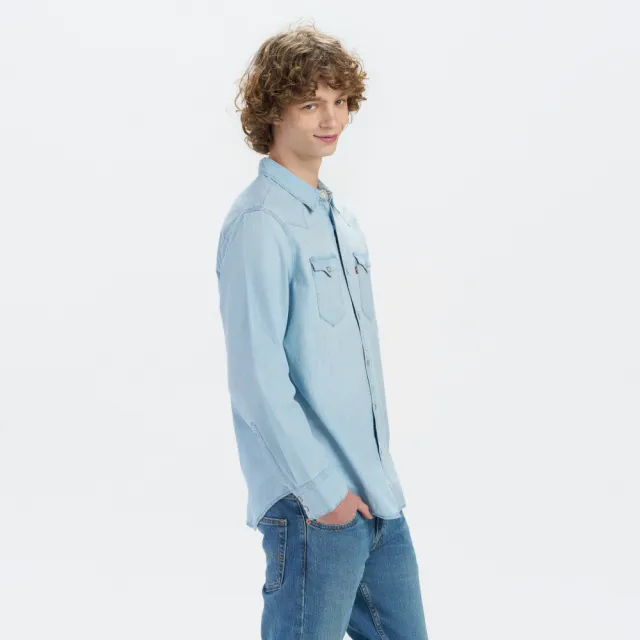 【LEVIS】1954s 男款 長角丹寧牛仔長袖襯衫 上衣 熱賣單品 A6130-0002