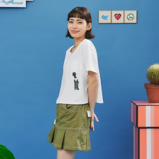 【Dailo】可愛貓咪刺繡口袋短版棉短袖上衣(黑 白 綠)