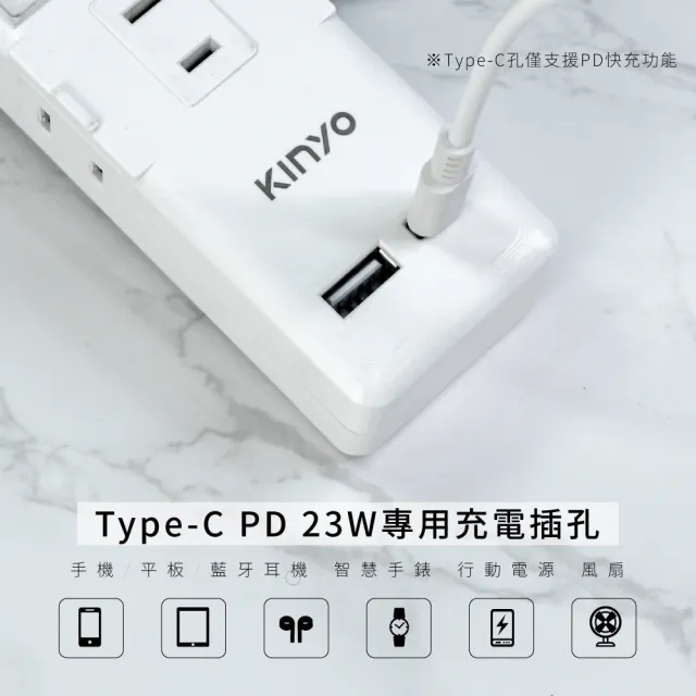 【KINYO】一開三插PD+QC延長線 2.7M(CGUPD213-9)