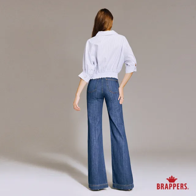 【BRAPPERS】女款 Boy friend系列-高腰微彈喇叭褲(深藍)