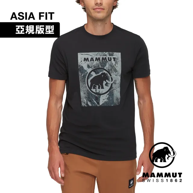 【Mammut 長毛象官方直營】Trovat T-Shirt AF Mammut 吸濕快乾LOGO透氣短袖T恤 男款 黑色 #1017-06450