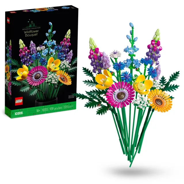 【LEGO 樂高】Botanicals 10328玫瑰花束 & 10313野花花束 2入組(居家擺飾 禮物 花藝 手工藝 情人節禮物)
