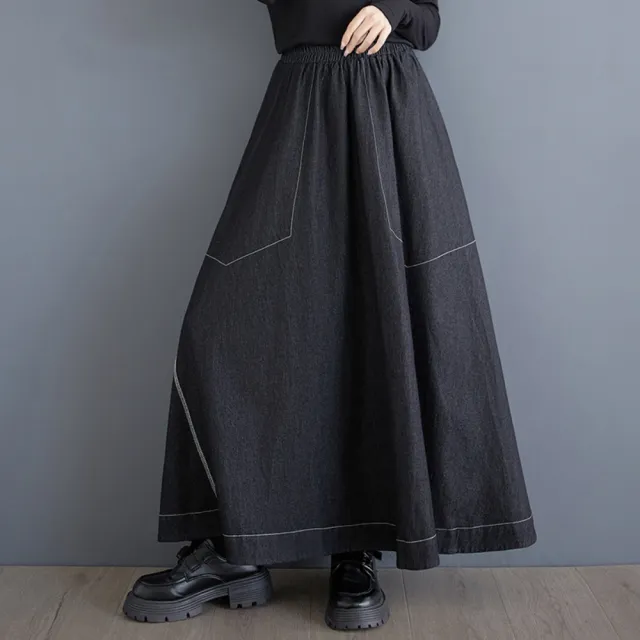 【巴黎精品】高腰牛仔裙半身長裙洋裝丹寧連身裙大尺碼A字裙休閒大碼女裝(寬鬆女裙子2色n1jc52)