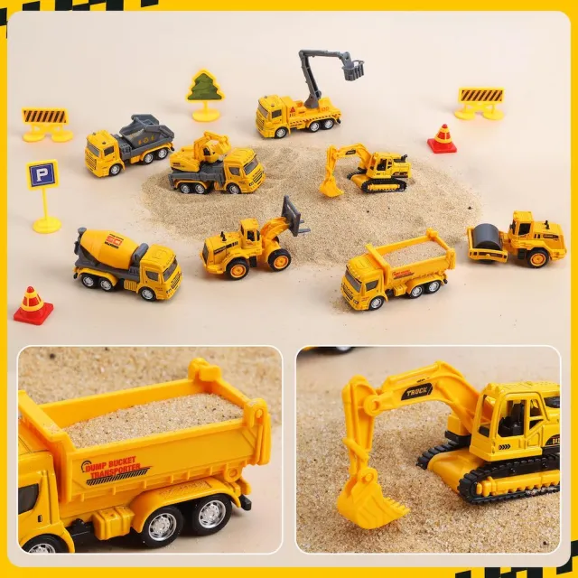 【CuteStone】仿真工程運輸小汽車套裝玩具(工程車玩具 玩具車 生日禮物 兒童益智玩具)