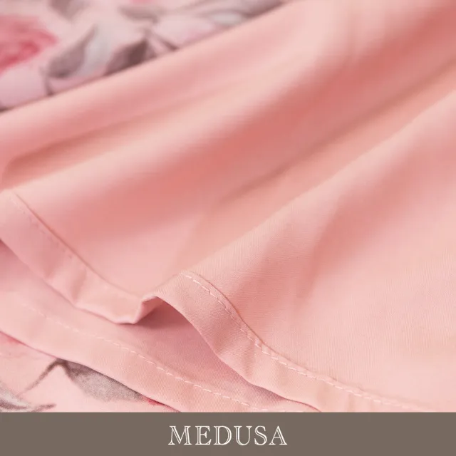 【MEDUSA 曼度莎】現貨-浪漫玫瑰側綁結雪紡長洋裝（M-XL）｜雪紡洋裝 約會穿搭 碎花洋裝(601-90906)