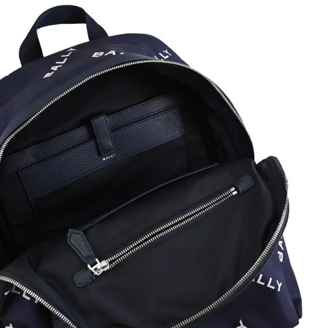 【BALLY】經典LOGO印花尼龍拼接大旅用包商務包後背包(深藍)