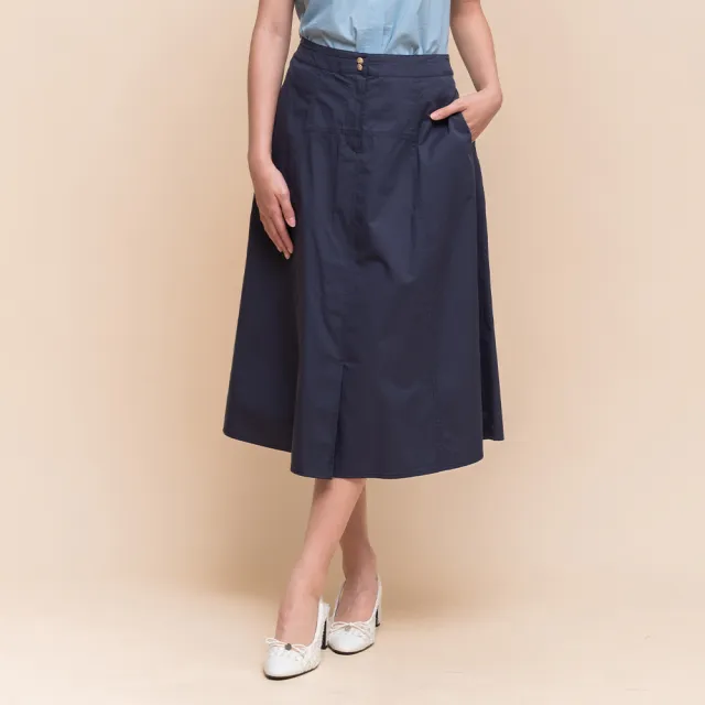 【perng yuh 芃諭名品】俐感個性 切接 散襬 中長棉裙(2025 SS Collection|4A春夏新品上市)