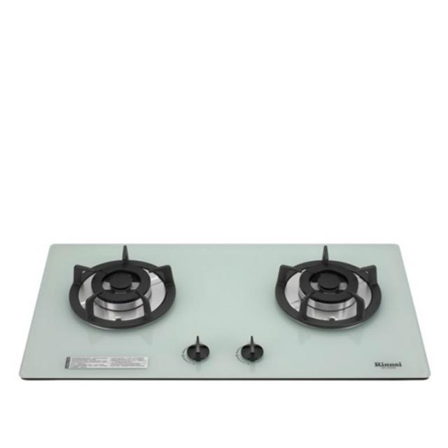 【林內】雙口玻璃防漏檯面爐RB-202GH白色鋼鐵爐架瓦斯爐NG1/LPG(RB-202GH-W基本安裝)