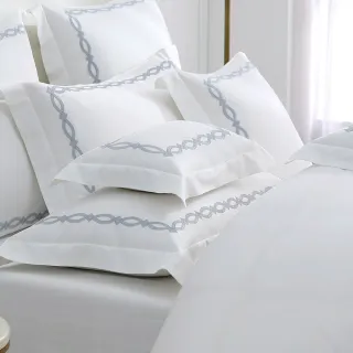 【HongYew 鴻宇】300織美國棉 純色刺繡 歐式壓框枕套-多款任選(2入)