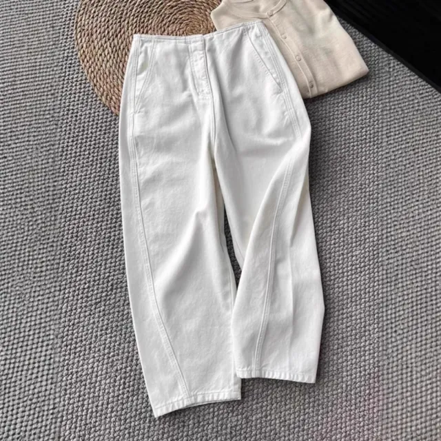 【米蘭精品】雙11優惠 高腰寬管褲牛仔長褲大碼寬褲直筒褲裙傘兵褲休閒女裝(牛仔垂感九分女褲子t1km76)