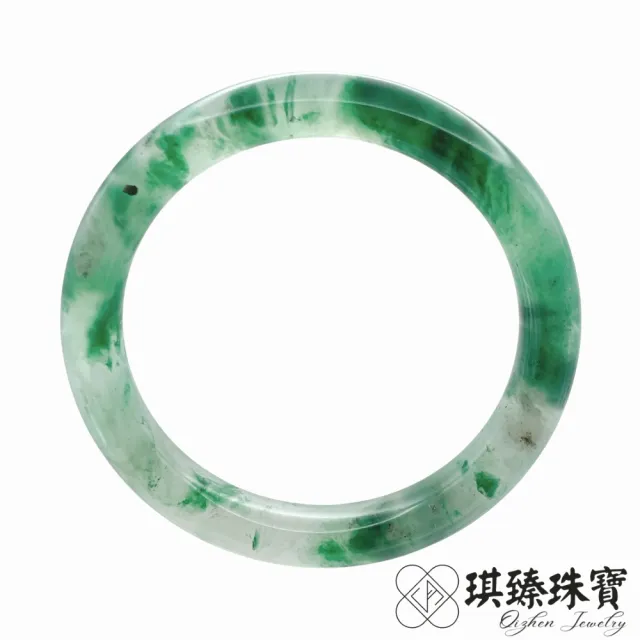 【琪臻珠寶】天然糯冰種飄花非洲翠圓骨鐲玉鐲(18.5-19圍_石英岩質玉_618狂歡節_限時搶購)