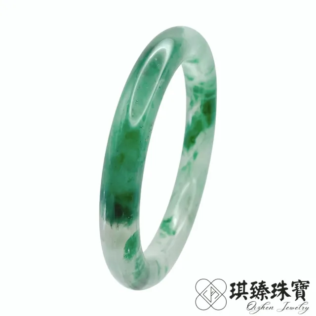 【琪臻珠寶】天然糯冰種飄花非洲翠圓骨鐲玉鐲(18.5-19圍_石英岩質玉_618狂歡節_限時搶購)