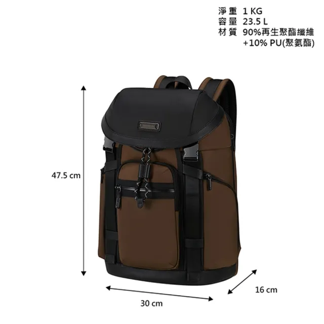【Samsonite 新秀麗】RELYON 現代時尚商務收納型大容量翻蓋後背包/雙肩包/電腦包15.6吋(多色可選)
