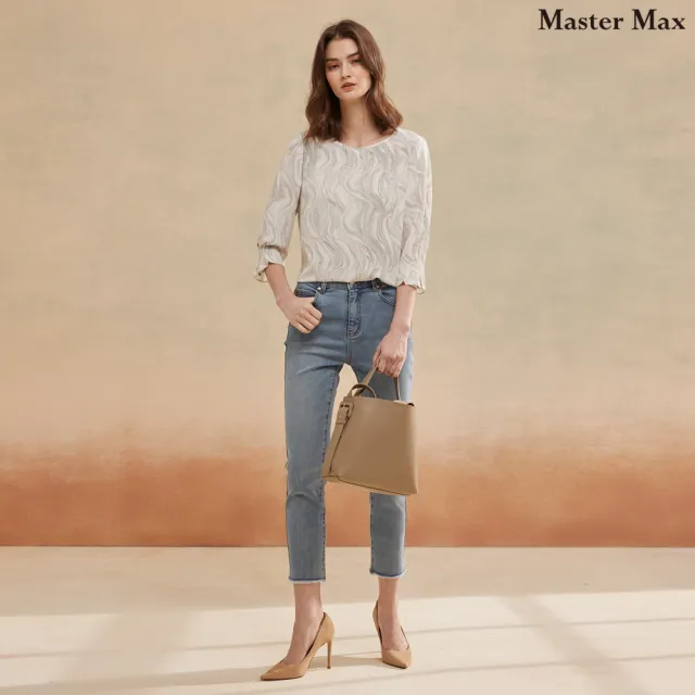 【Master Max】玫瑰花繡圖合身牛仔八分褲(8423018)