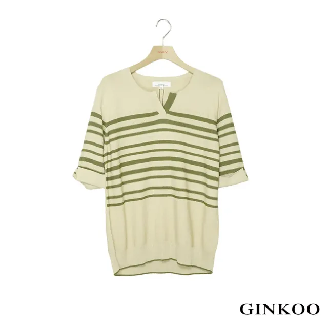 【GINKOO 俊克】小開襟反摺袖針織上衣