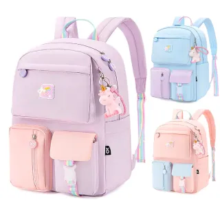 【Kori Deer 可莉鹿】馬卡龍跳色超輕減壓護脊書包-1-4年級(兒童後背包低年級高年級)