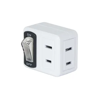 【KINYO】節電開關1開2插壁插/分接器(MR-28)