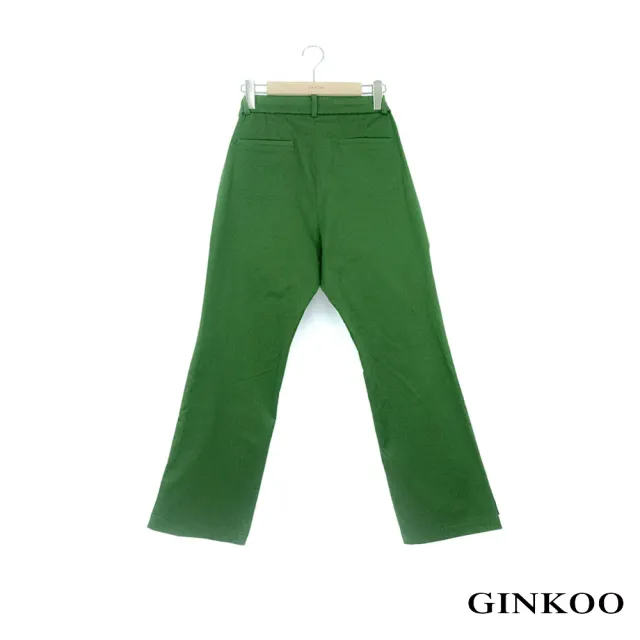 【GINKOO 俊克】褲衩撞色車線微喇叭褲