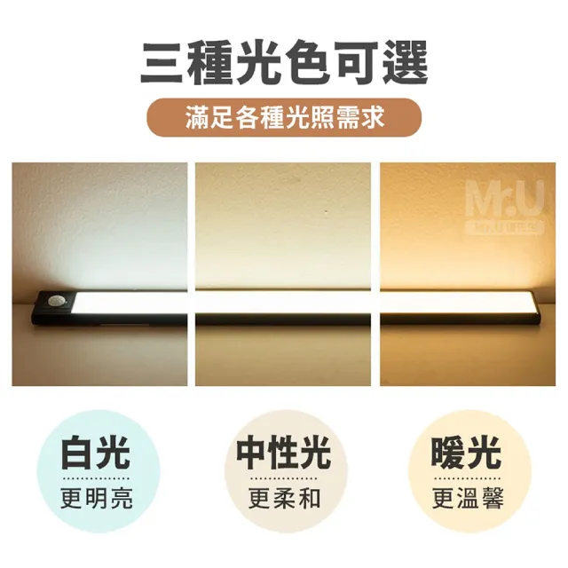 【Mr.U 優先生】Type-C 超薄 人體感應燈 40公分 智能磁吸 感應燈(小夜燈 LED燈 廚房燈 櫥櫃燈 燈條 檯燈)